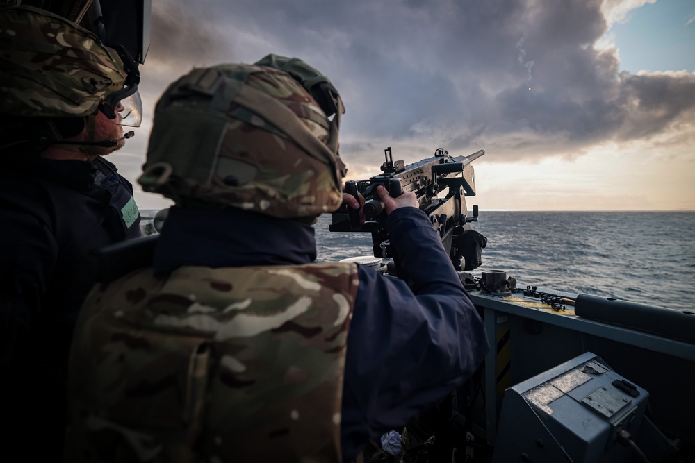 Live firing on HMS Defender