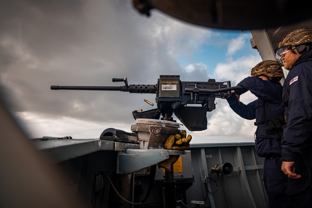 Live firing on HMS Defender