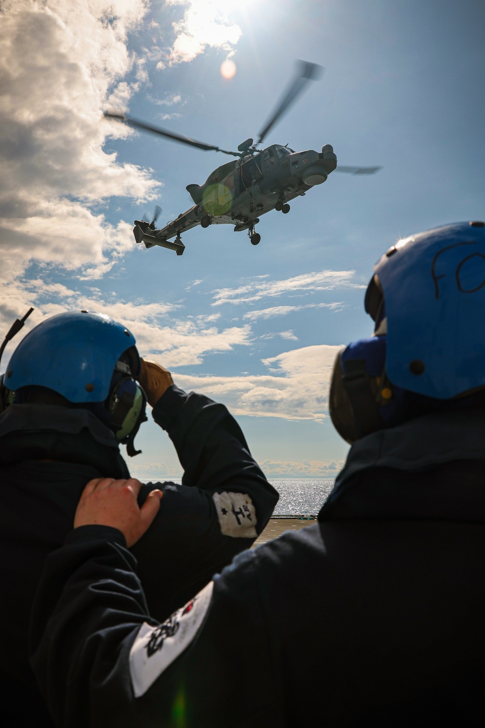 Wildcat lifting and winching on HMS Defender