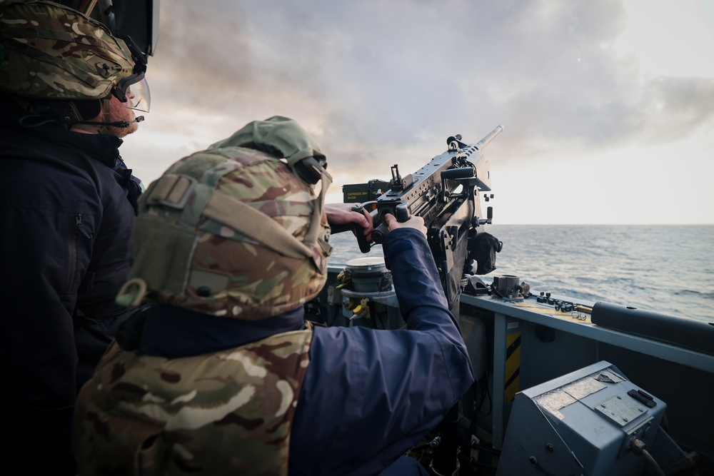 Live firing on HMS Defender