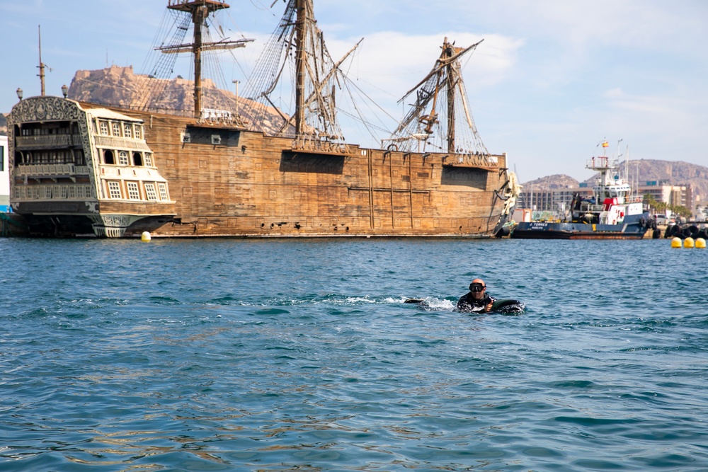 U.S. Army Special Forces Soldiers work with Spanish Special Forces and local Law Enforcement