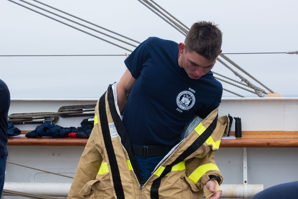 Coast Guard cadets aboard USCGC Eagle learn damage control skills