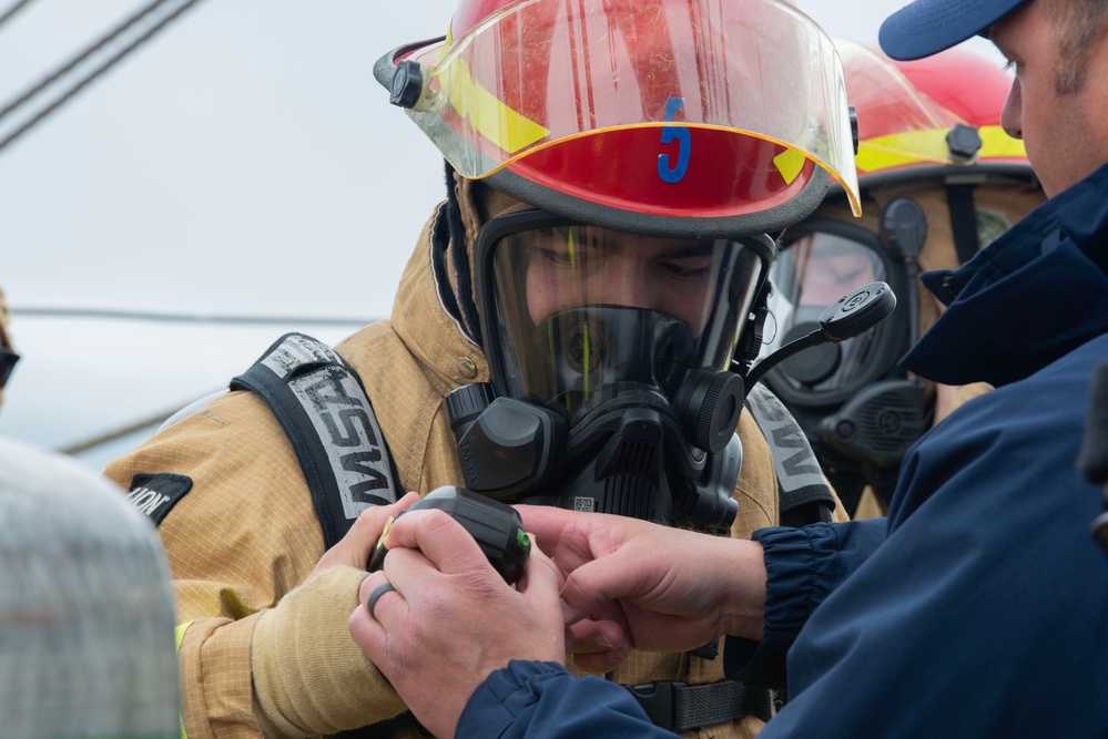 Coast Guard cadets aboard USCGC Eagle learn damage control skills