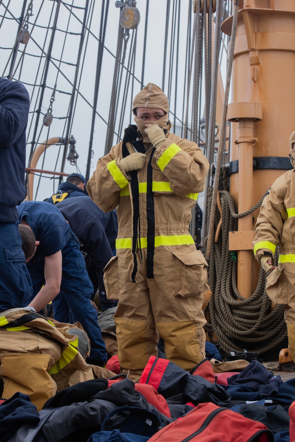 Coast Guard cadets aboard USCGC Eagle learn damage control skills