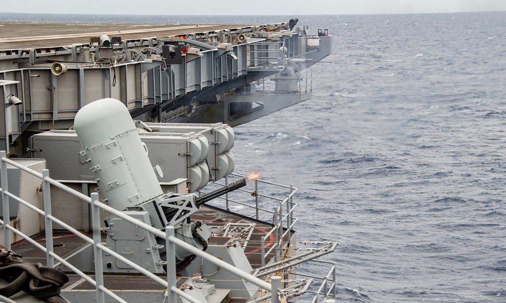 USS Ronald Reagan (CVN 76) Sailors conduct CIWS firing exercise