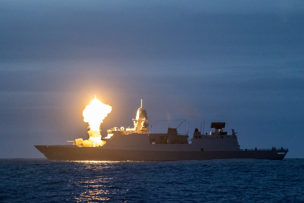 HNLMS Tromp conducts live-fire during exercise Formidable Shield 2023