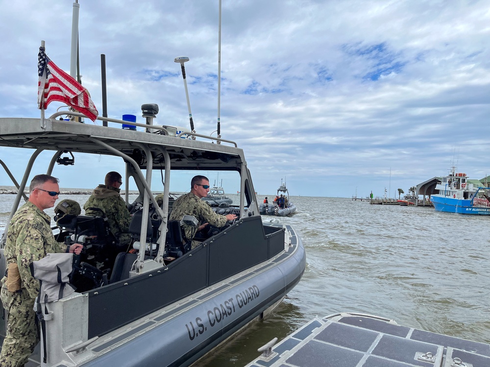 U.S. Coast Guard participates in mass rescue exercise with U.S. Air Force near Pascagoula, Miss.