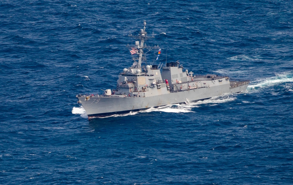 USS Oscar Austin (DDG-79) and NATO allies conduct a photo exercise during Formidable Shield 2023