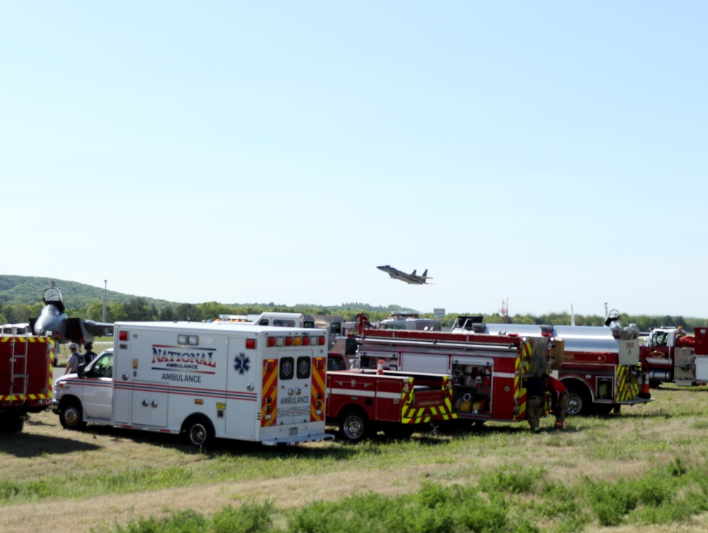 Emergency services personnel work together during the Westfield International Air Show to keep Barnestormers and the community safe