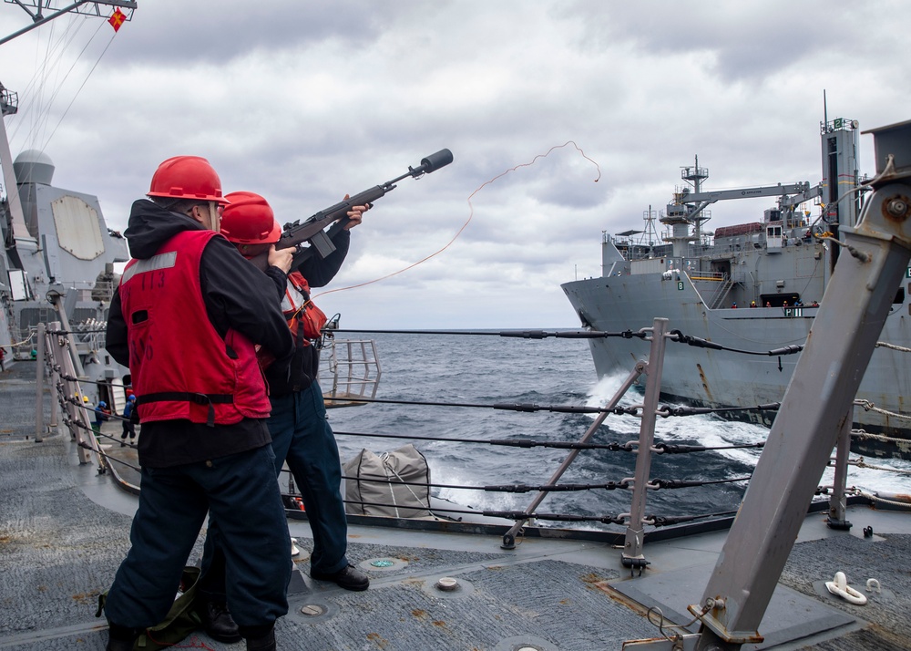 USS John Finn Conducts Replenishment-at-Sea with USNS Wally Schirra