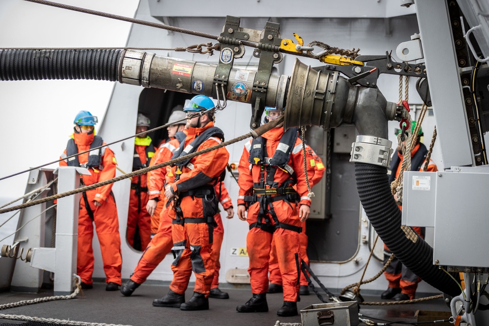 HNLMS Tromp (F803) conducts replenishment-at-sea with Spanish oiler Patiño