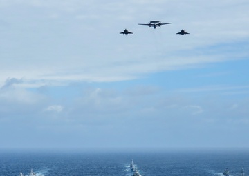 Allied ships sail together during exercise Formidable Shield 2023