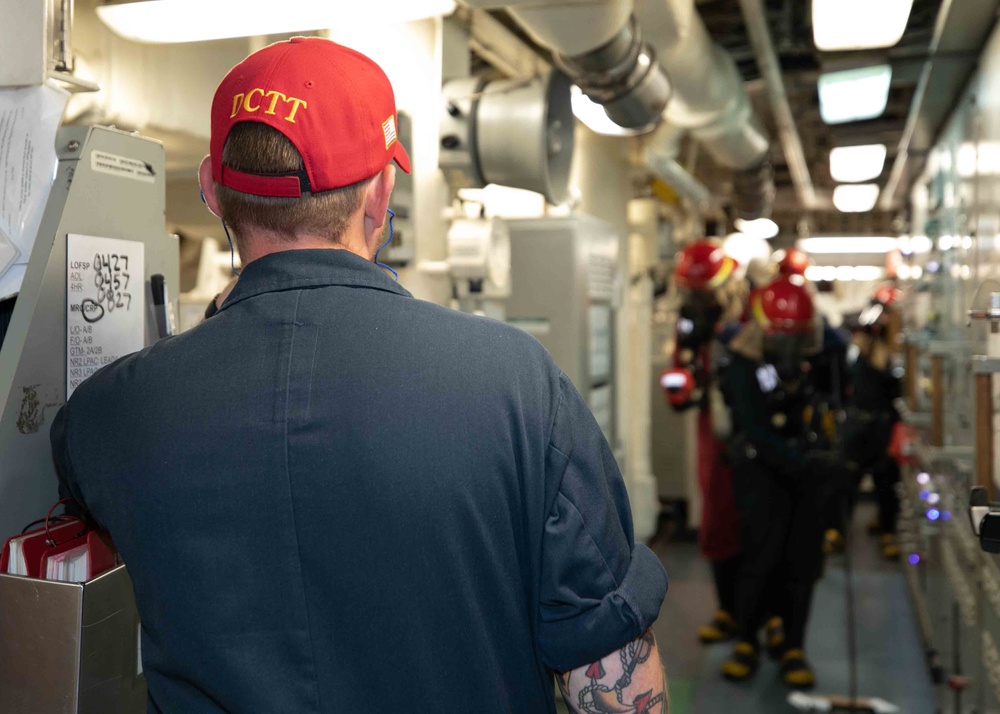 USS Arleigh Burke Firefighting Training Drill
