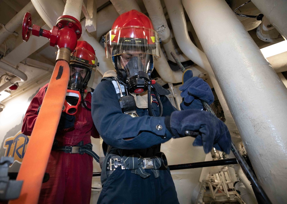 USS Arleigh Burke Firefighting Training Drill