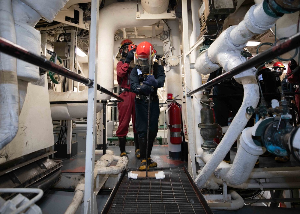 USS Arleigh Burke Firefighting Training Drill