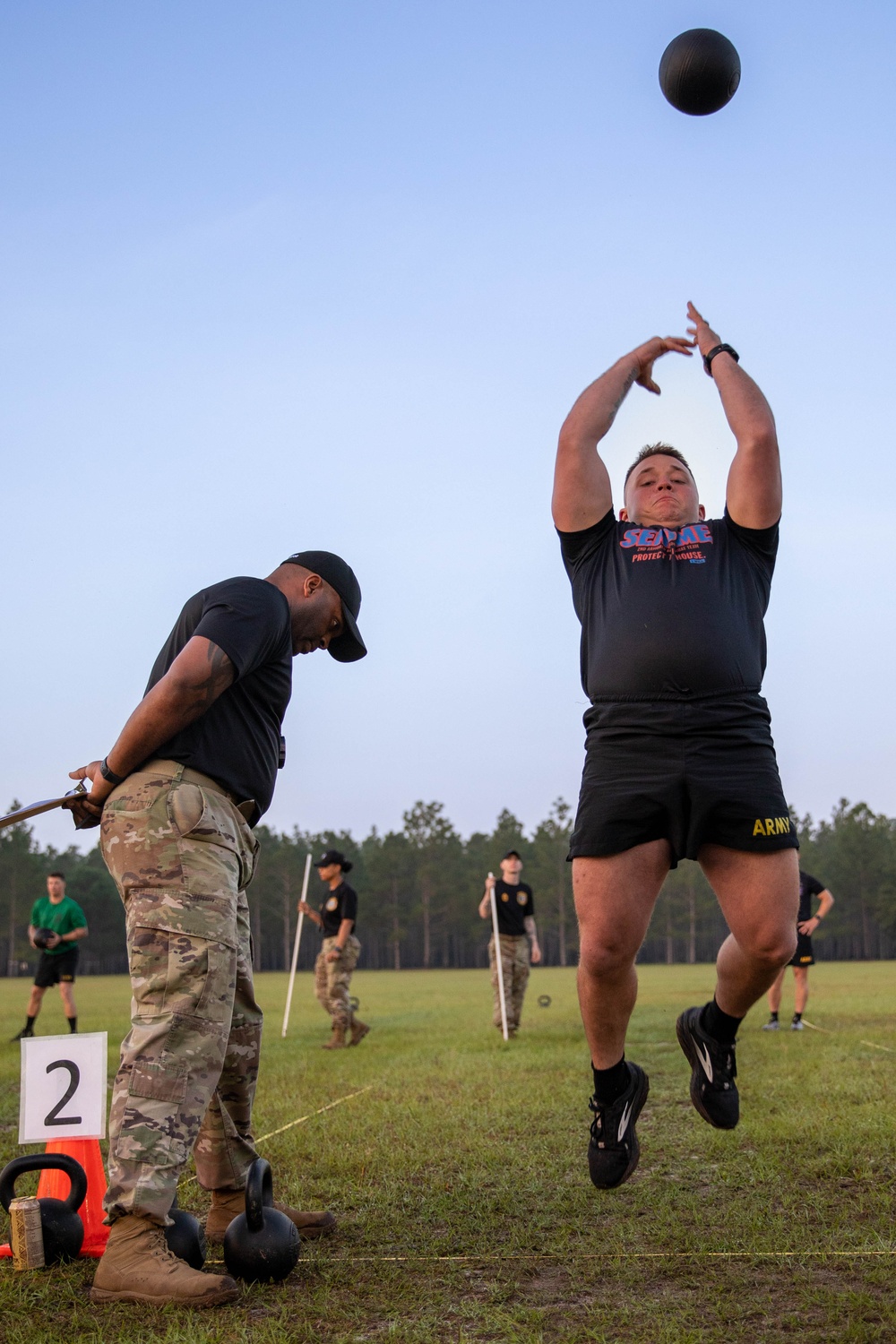 Soldiers participate in the ACFT portion of the Best Squad Competition 2023