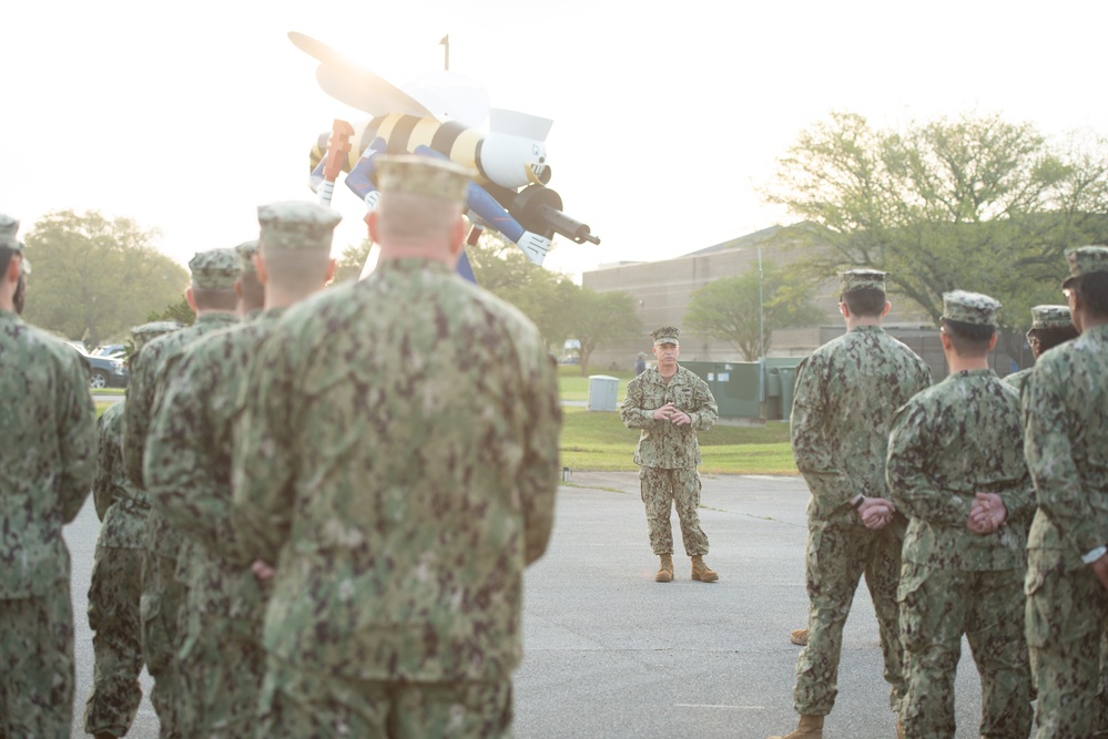 NMCB-14 Seabees at morning formation