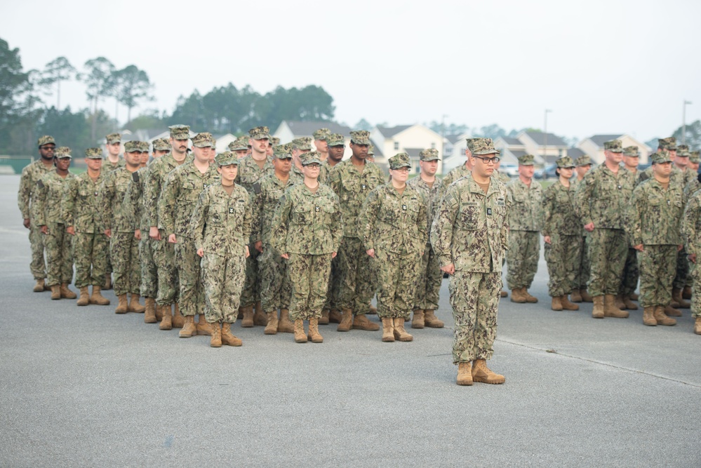 NMCB-14 Seabees at morning formation