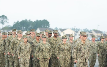 NMCB-14 Seabees at morning formation
