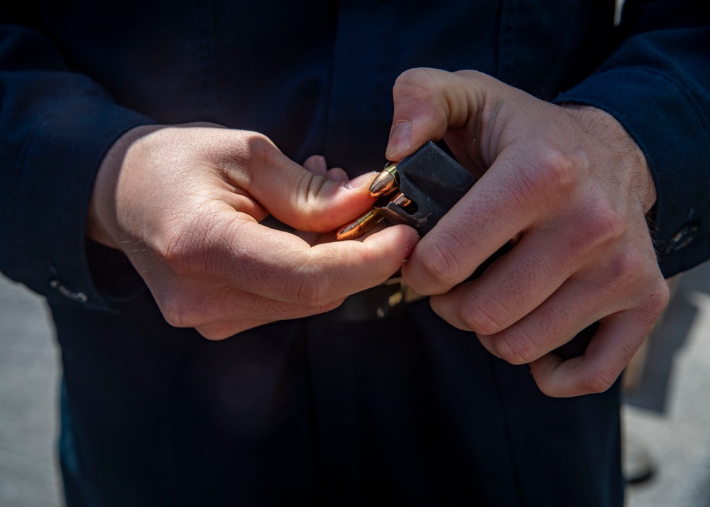 Sailors Conduct Small-Arms Live-Fire Training Aboard USS John Finn (DDG 113)