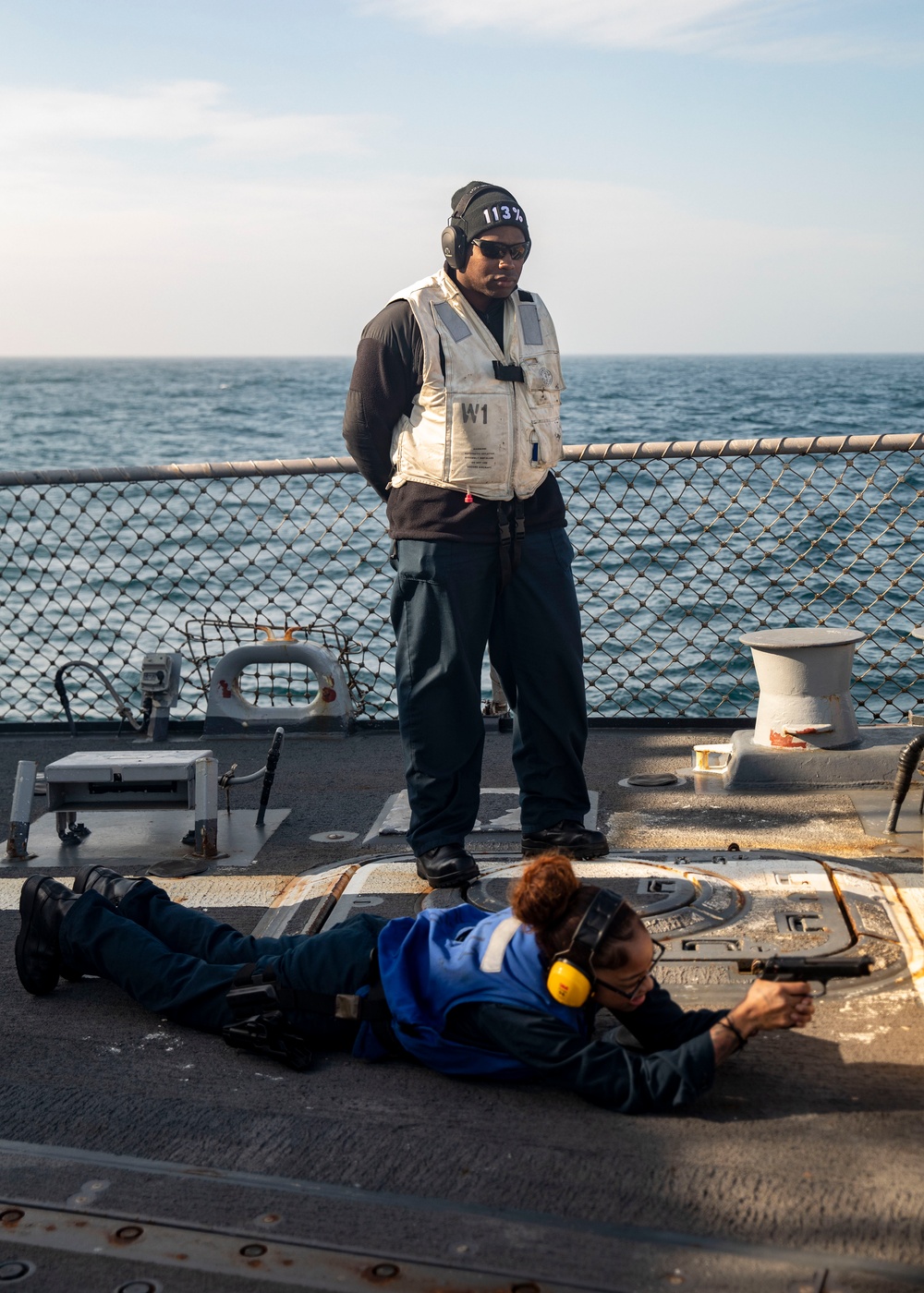 Sailors Conduct Small-Arms Live-Fire Training Aboard USS John Finn (DDG 113)