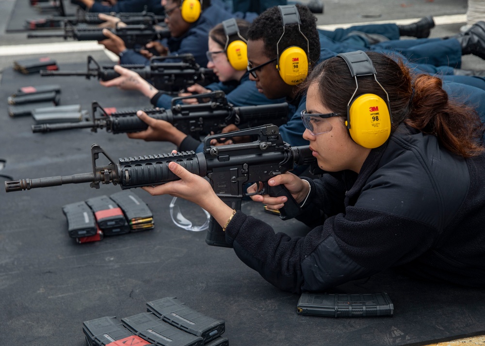 Sailors Conduct Small-Arms Live-Fire Training Aboard USS John Finn (DDG 113)