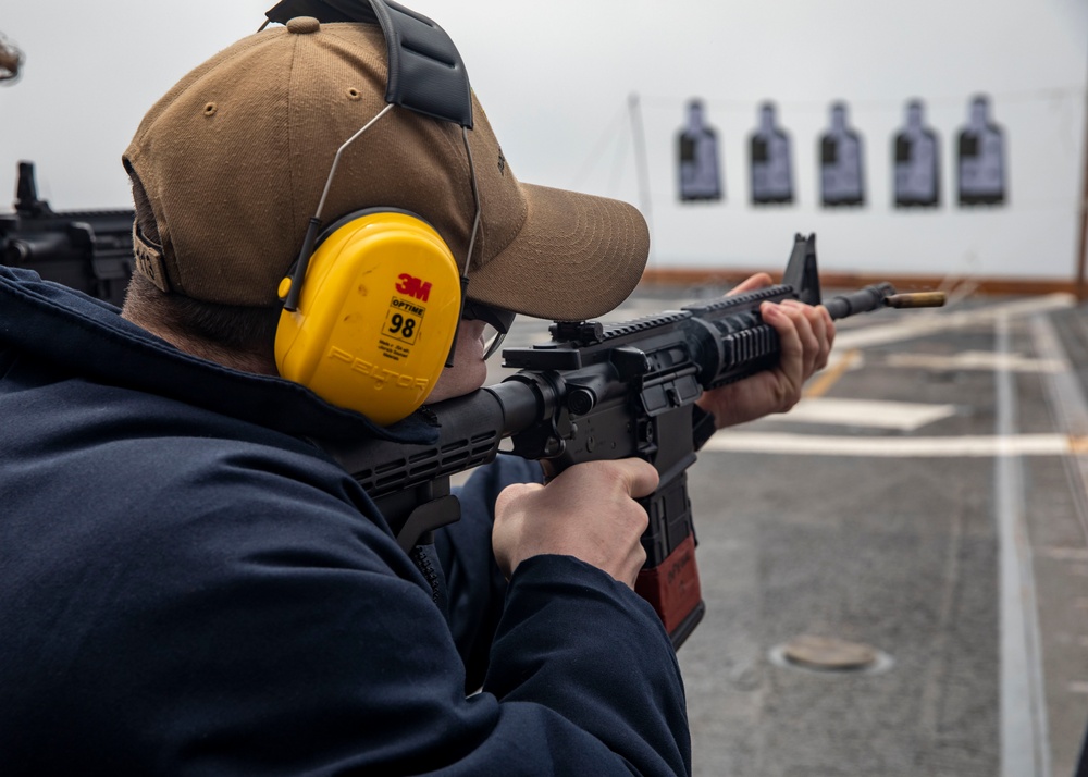 Sailors Conduct Small-Arms Live-Fire Training Aboard USS John Finn (DDG 113)