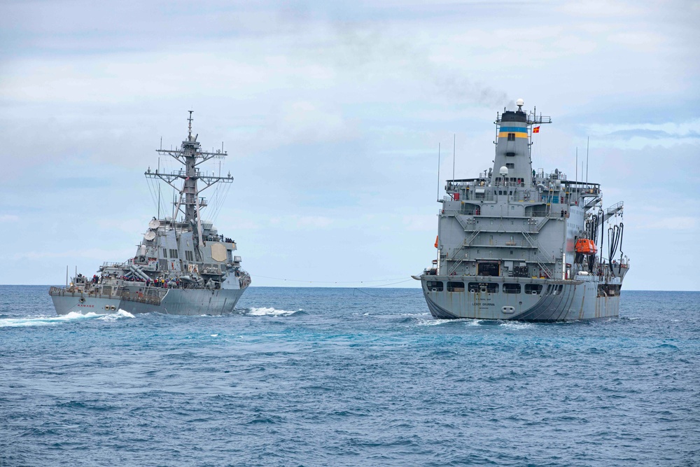 USS Normandy Conducts a Replenishment-at-Sea