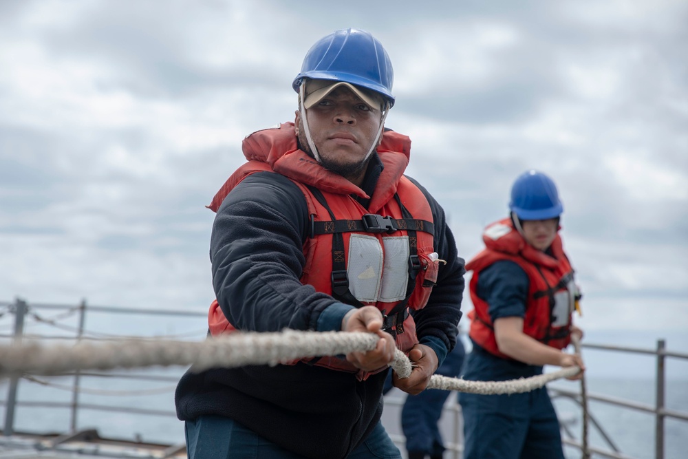 USS Normandy Conducts a Replenishment-at-Sea