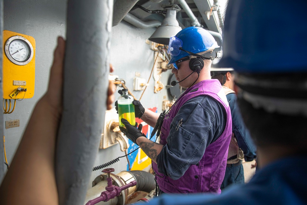 USS Normandy Conducts a Replenishment-at-Sea