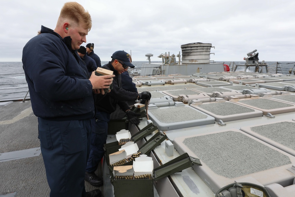 USS Ramage Sailors Prepare Ammunition