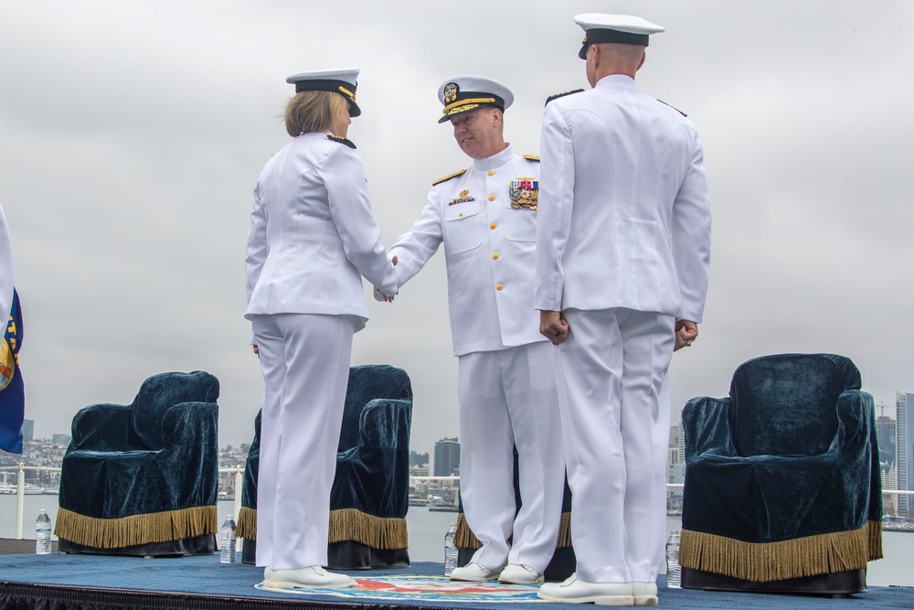 Abraham Lincoln conducts change of command ceremony