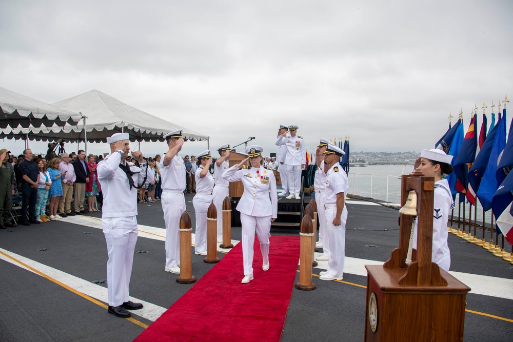 Abraham Lincoln conducts change of command ceremony