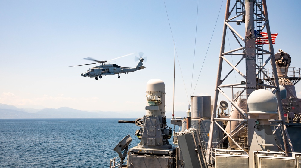 USS Robert Smalls Conducts Flight Quarters with HSM-77 SaberHawks