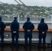 USCGC Eagle crew members render honors to Oscarsborg Fortress in Norway