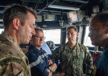 Fifth Fleet Admiral Transits Strait of Hormuz on Warship with UK, French Commanders