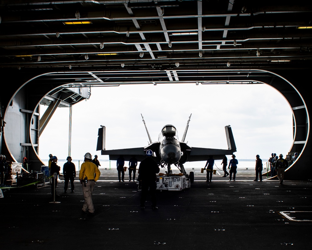 George Washington Sailors Move Test Aircraft