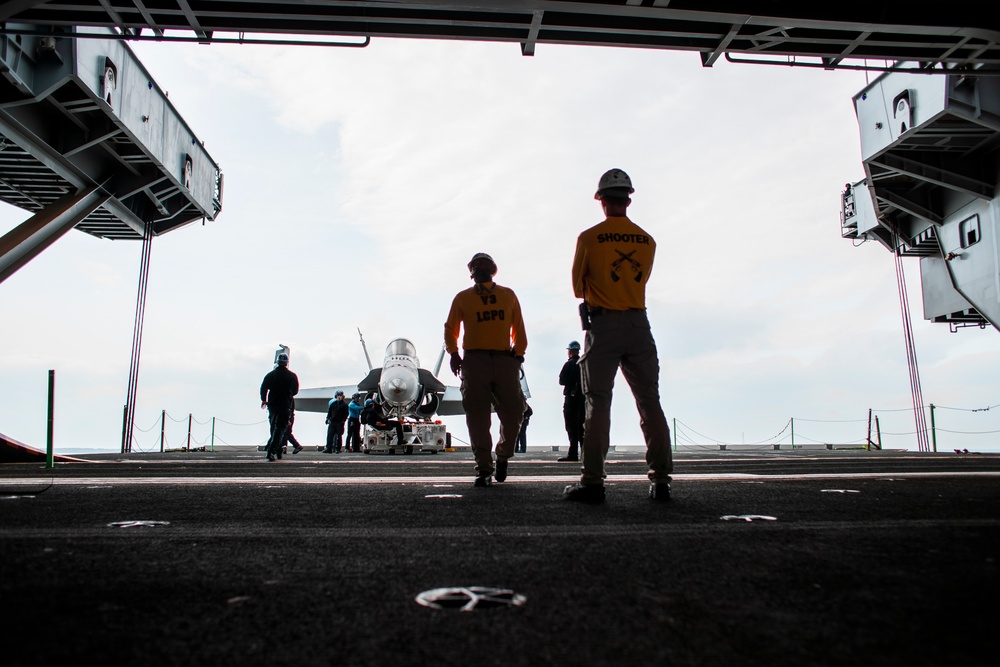 George Washington Sailors Move Test Aircraft