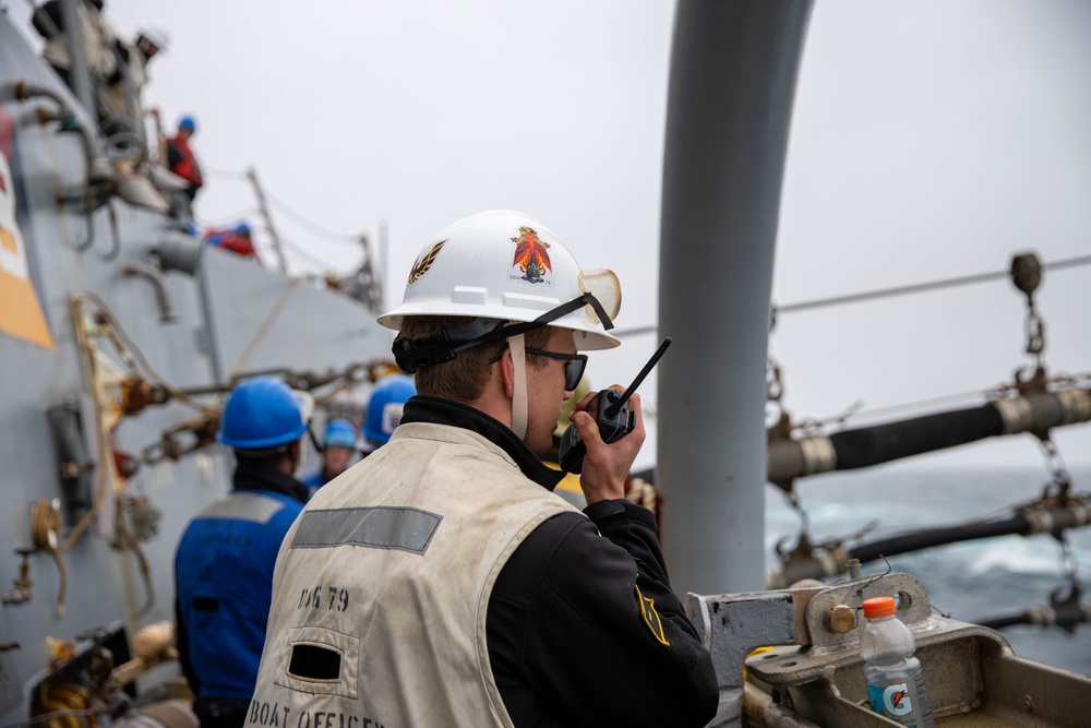 USS Oscar Austin (DDG-79) Conducts an Underway Replenishment with NATO Partner Ship ESPS Patiño (A-14)