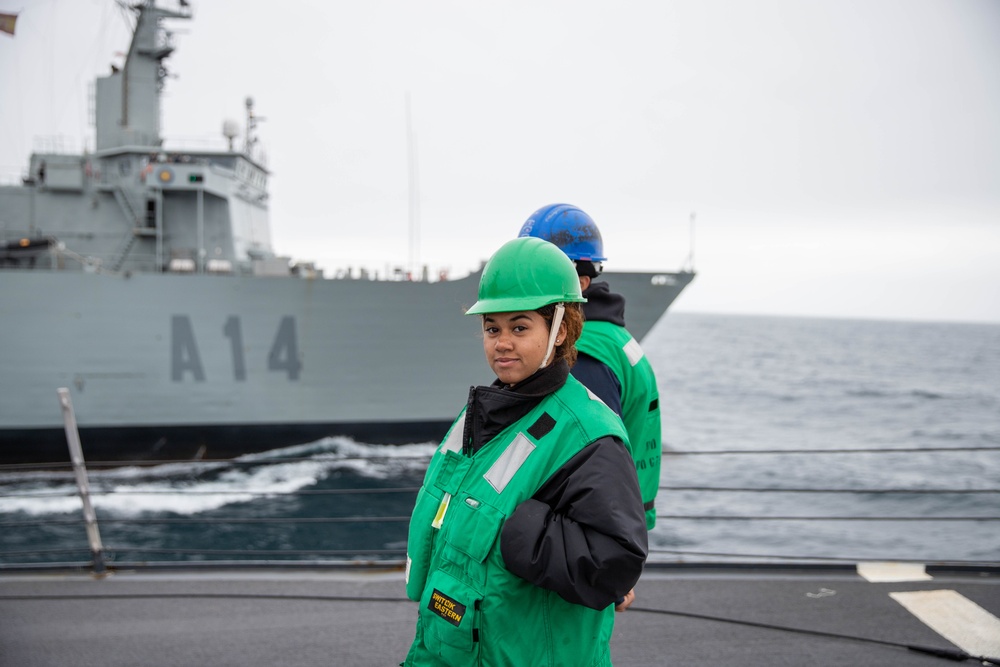 USS Oscar Austin (DDG-79) Conducts an Underway Replenishment with NATO Partner Ship ESPS Patiño (A-14)