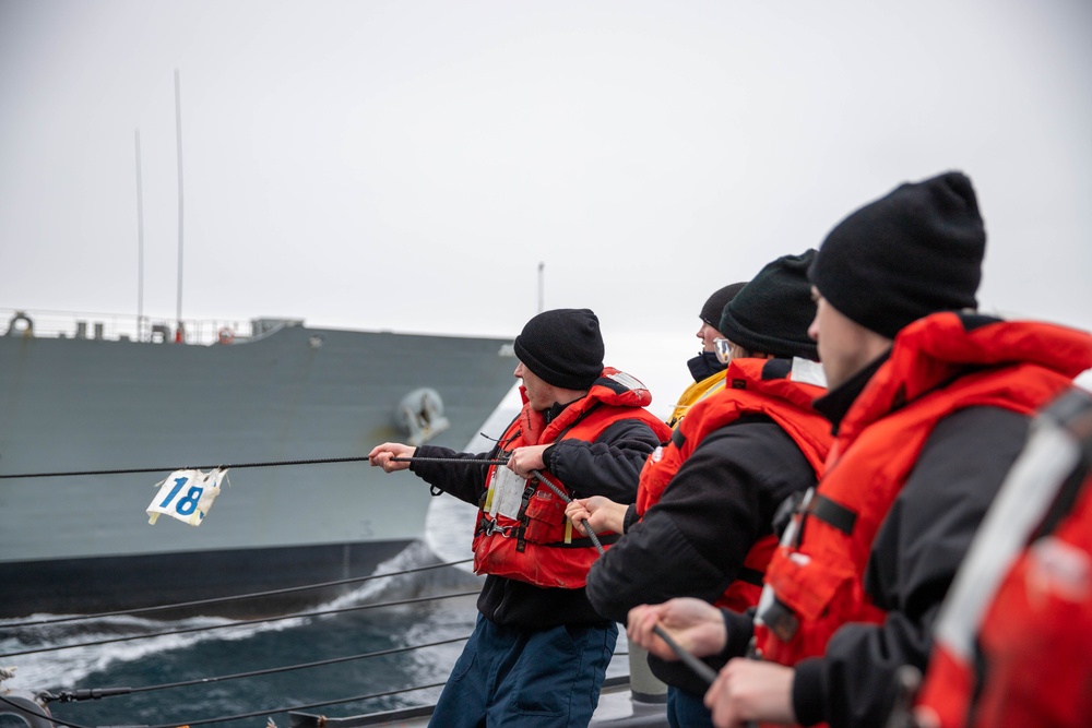 USS Oscar Austin (DDG-79) Conducts an Underway Replenishment with NATO Partner Ship ESPS Patiño (A-14)