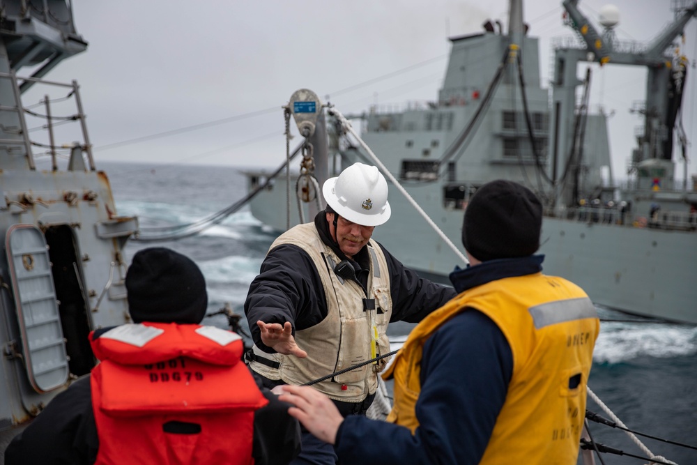 USS Oscar Austin (DDG-79) Conducts an Underway Replenishment with NATO Partner Ship ESPS Patiño (A-14)