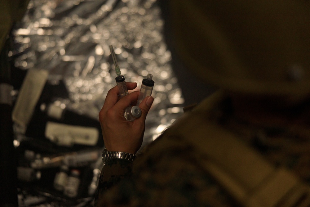 U.S. Navy Sailors Conduct a Tactical Casualty Care Tier Three Instructor Test