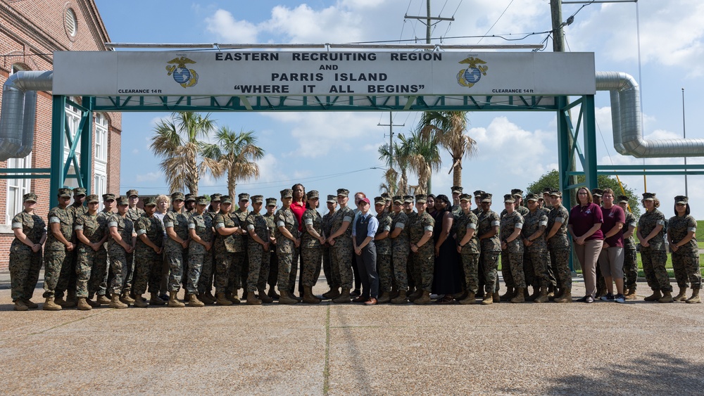 U.S. Marines and Alumni of 4th Recruit Training Battalion Gather at Marine Forces Reserve