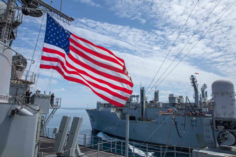 USS Normandy Conducts a Replenishment-at-Sea