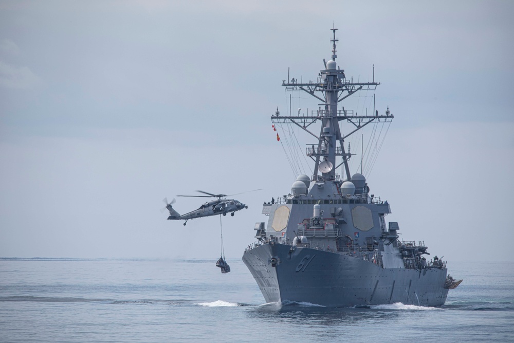 USS Normandy Conducts a Replenishment-at-Sea