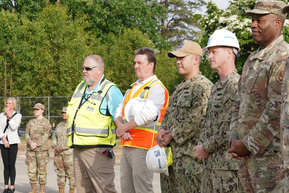 NAVFAC Washington personnel with partners at groundbreaking ceremony for the new Military Working Dog Kennel on Joint Base Andrews