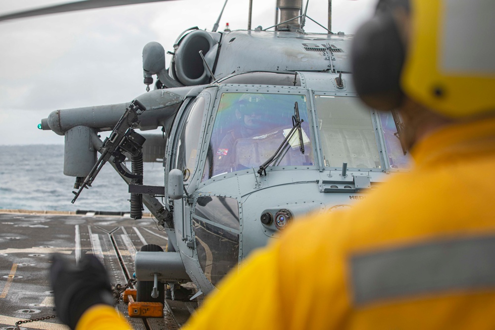 USS Normandy Conducts a Vertical Replenishment