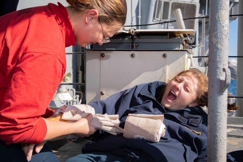 USS Normandy Conducts a Mass Casualty Drill