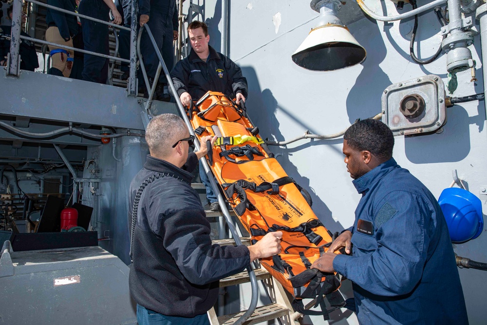 USS Normandy Conducts a Mass Casualty Drill